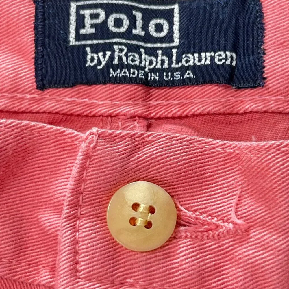 NWT Vtg Polo Ralph Lauren Mens Pleated Jeans 32x36 Retro Coral Pink Cotton USA - Picture 4 of 14